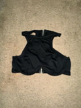 Black High Neck Crop Top with Structured Cups